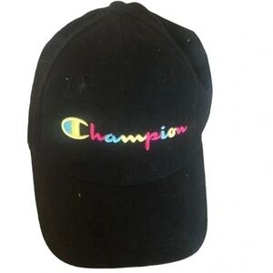Champion Black Cap with Multicolor Embroidered Logo streetwear baseball hat cap